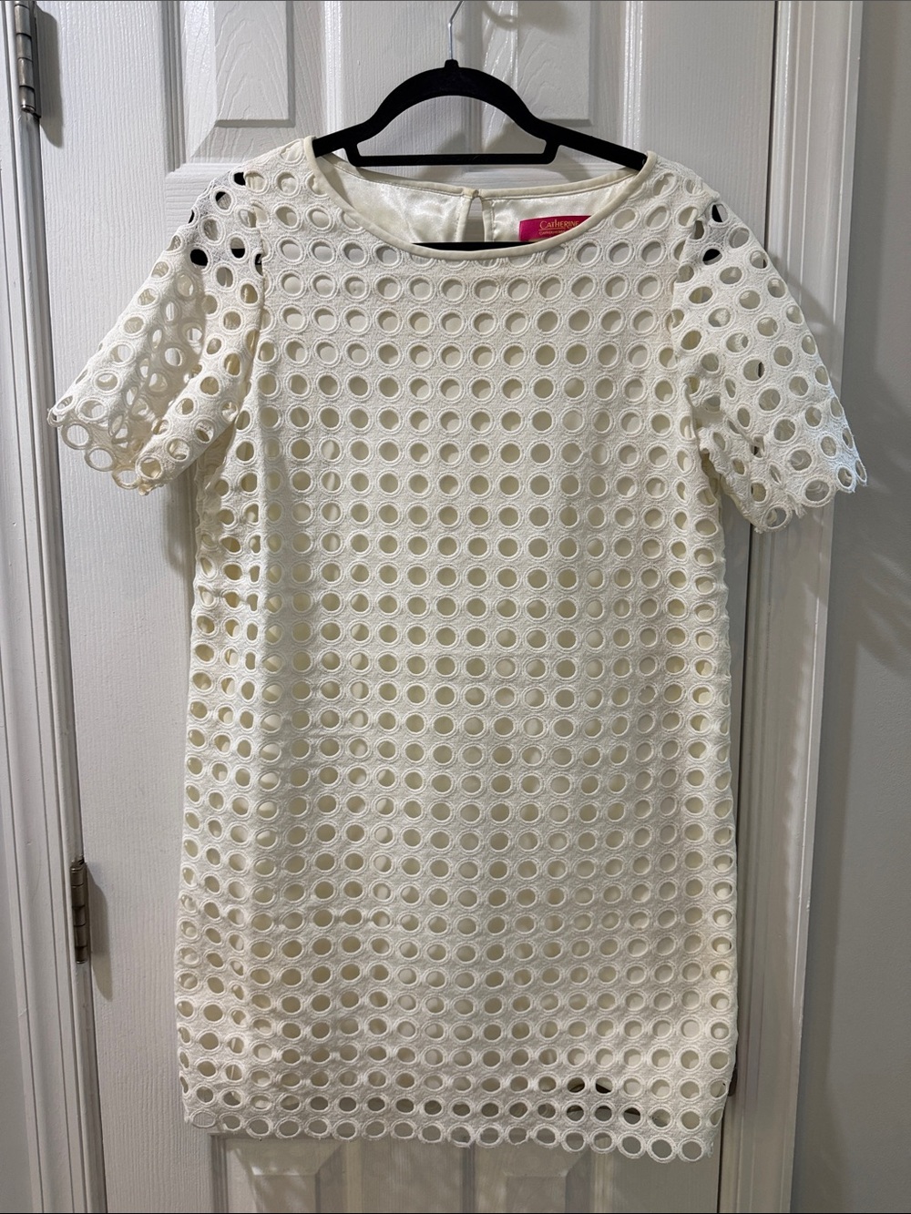 White Shift Dress lined with Circle Cutouts